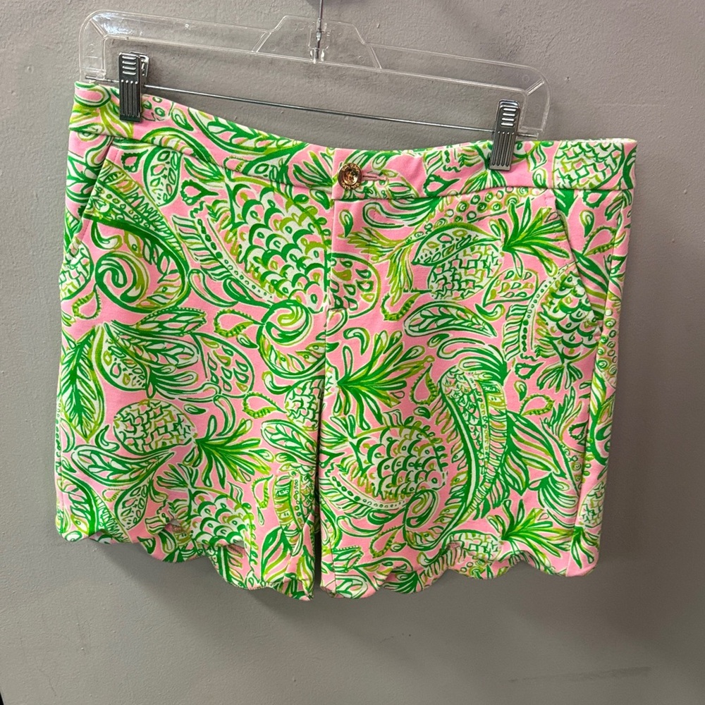 Lilly Pulitzer Darci Pink and Green Tropical Print Shorts